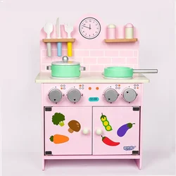 Mini maison de cuisine en bois pour enfants, jouets de Simulation 