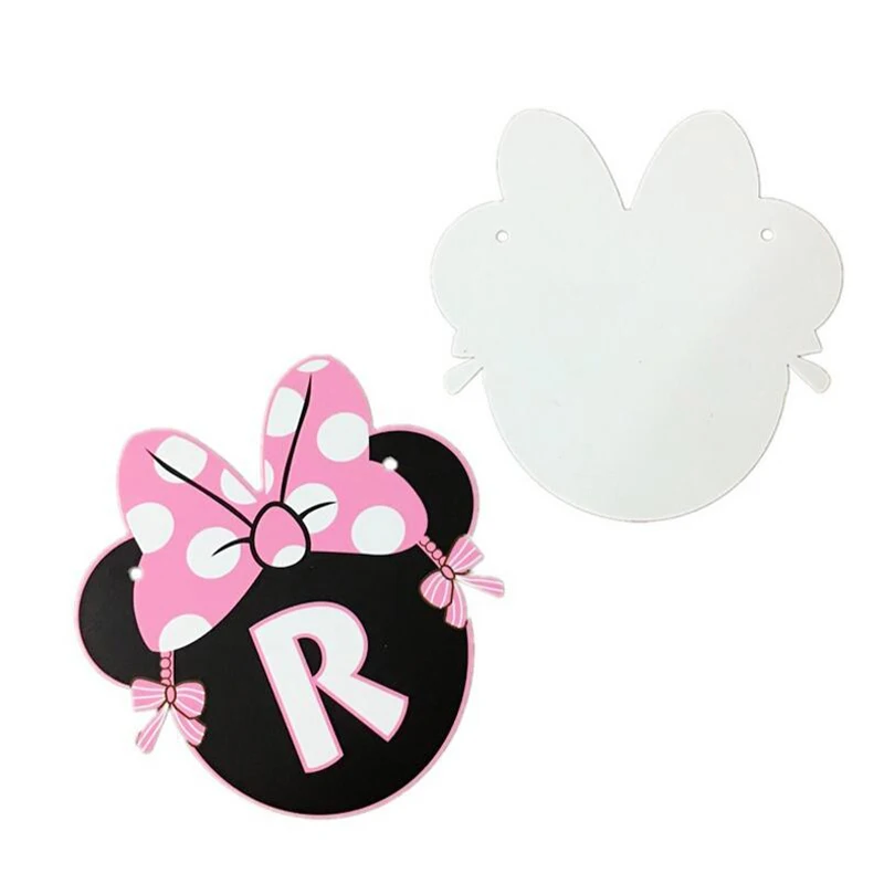 Girls Minnie Mouse Banner Party Bunting 1 Banner Flags Per Bunting Length 2.5m Party Favors kids Mickey Happy Birthday Supplies