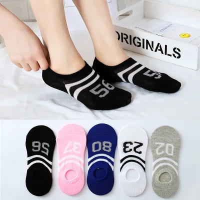 

Summer Spring Simple Numbers Print Sox ow Ankle Invisible Slippers Girl 2019 Socks Women Cute Kawaii Streetwear Thin Non Slip