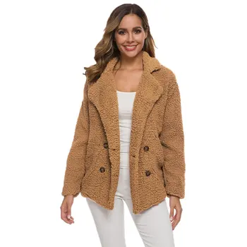 

2019 Winter arrival Women Cotton Fluffy Long Sleeve Jacket Ladies Warm Outerwear Cardigan Coat