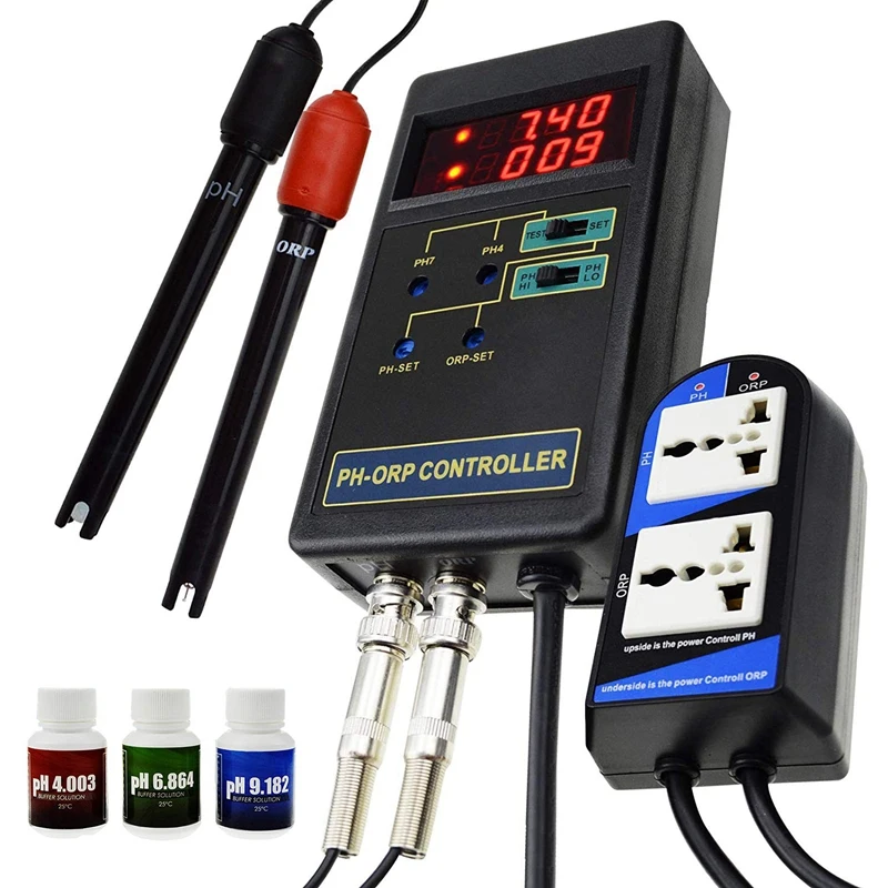 TOP!-2 in 1 Digital PH& ORP Redox Controller with Separate Relays Repleaceable Electrode BNC Type Probe Water Quality Monitor T