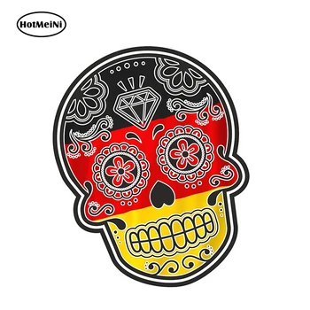

HotMeiNi 13cm X 10.7cm Mexican Day of The Dead Sugar Skull Motif with Germany German Flag External Vinyl Car Stickers