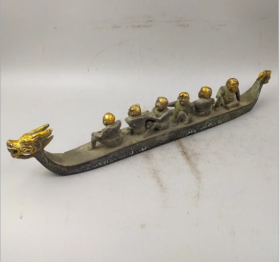 

Collect pure copper sculpture ornaments brass gilded monk Dragon Boat penholder home ornaments free of freight
