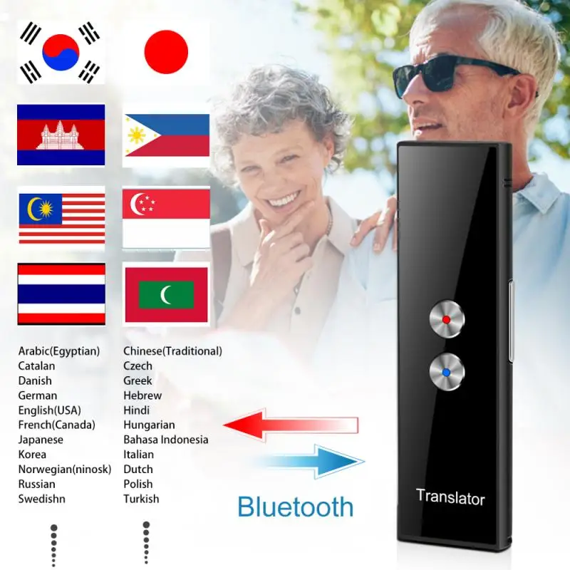T8 Pro Draadloze Smart Vertaler 68 Talen Twee-weg Real Time Instant Voice App Bluetooth-Compatibel Multi-Taal Newest | Электроника