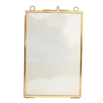 

Vintage Hanging Metal Photo Frame + Glass and 2 Glass Side gold + transparent 10.2 x 15.3 cm