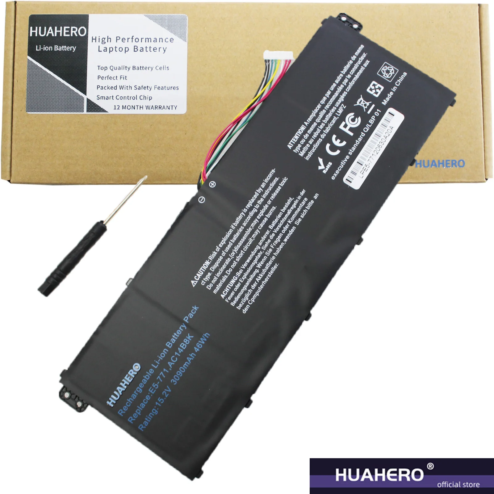 

HUAHERO AC14B8K Battery For Acer Aspire CB3 111 CB5 311 ES1 511 ES1 512 ES1 520 S1 521 ES1 531ES1 731 E5 771G V3 371 V3 111 C810