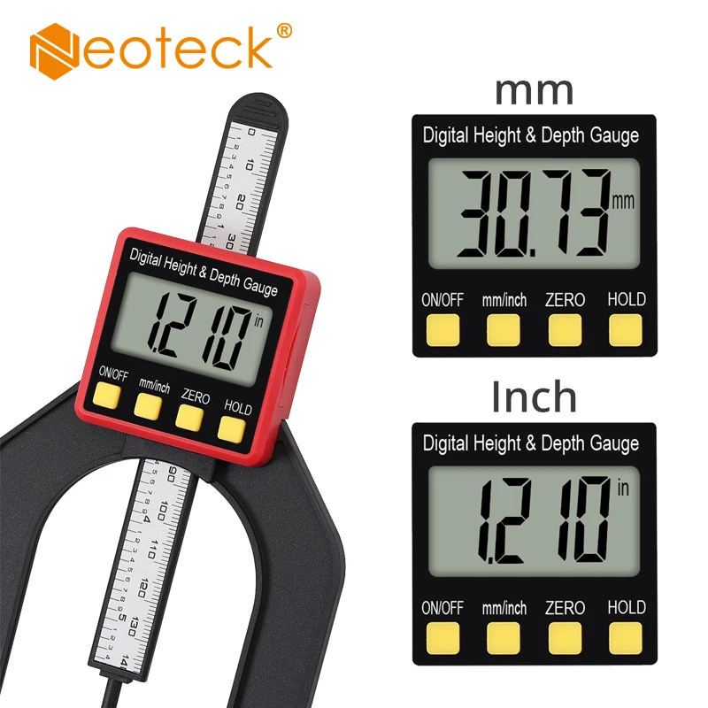 Neoteck Digital Angle Finder Rule Protractor 8 Inch Stainless Steel Angle Finder Ruler and Digital Depth Gauge set for repairing