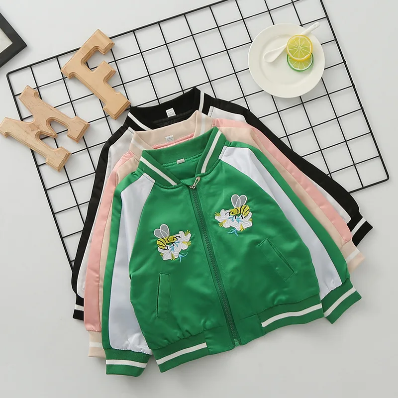 

2018 GIRL'S Coat New Style Cartoon Embroidery Kids' Jacket Baseball Uniform GIRL'S Cardigan a Generation of Fat