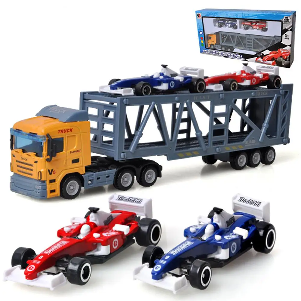 

Children 1PCS Container Truck Model + 2pcs Mini Race Car Toys Simulation Alloy Car Model Random Color