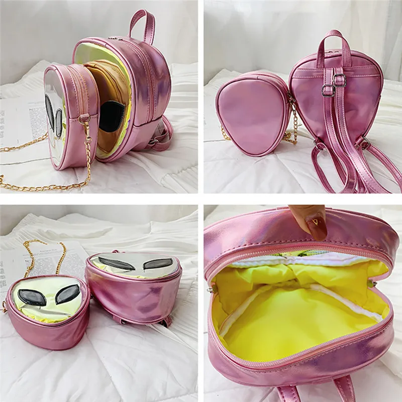 Рюкзаки для девочек лазерной прозрачный 3D чужое лицо сумки на плечо Для женщин для маленьких девочек, раздел-детская одежда; Набор для книг, Женский ранец рюкзак#40
