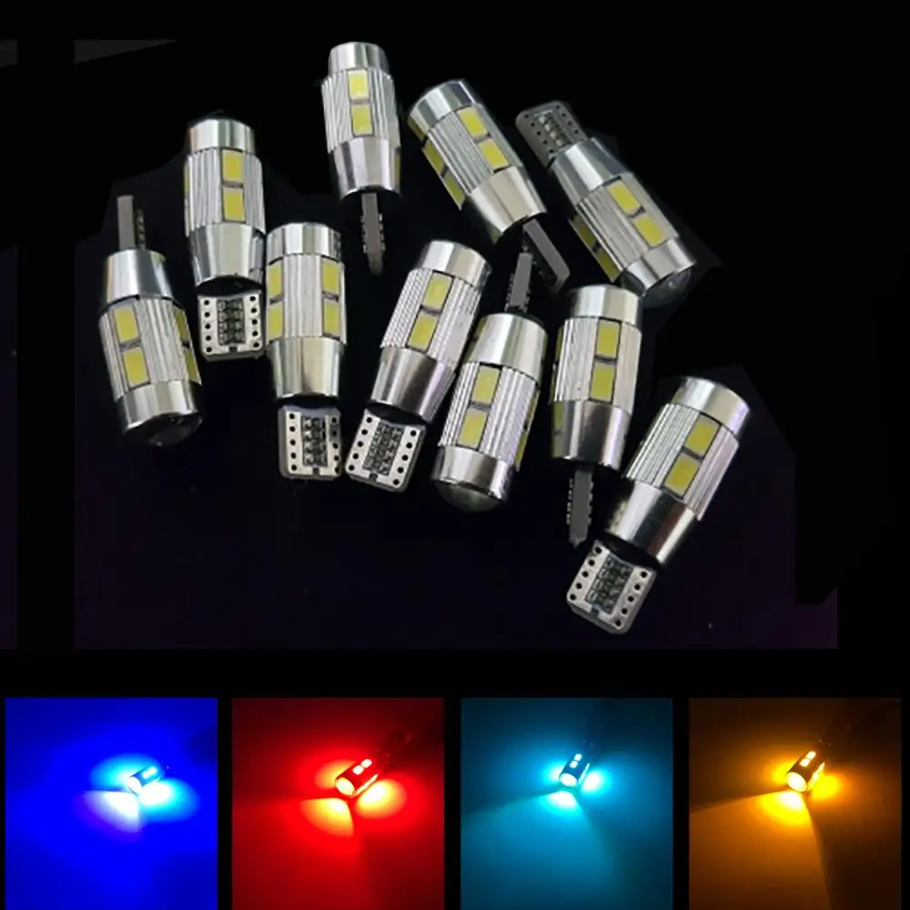 10 шт. T10 5W5 5630 6Smd Автомобильный светодиодный Поворотная сигнальная лампа автомобиля лампы Интерьер светильник, на танкетке, с боковой парковки заднего тормоза задний фонарь лампа 12v