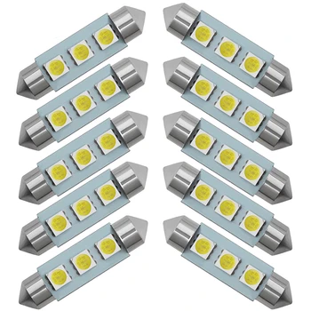 

10PCS Car led 31mm 36mm 39mm 41mm 12V C5W Cold White 3 SMD LED Festoon Interior Dome Light Lamp Bulb For Carng Car-Styling