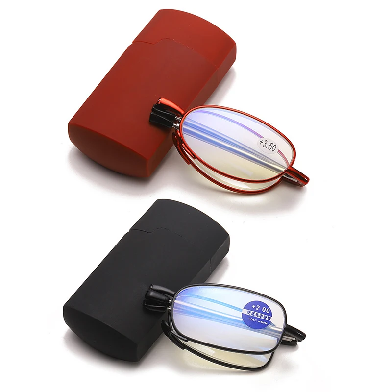 Складные очки для чтения из титанового сплава, складные очки для пресбиопии для мужчин и женщин, ульсветильник очки с чехлом с защитой от сисветильник|Лупы| | АлиЭкспресс