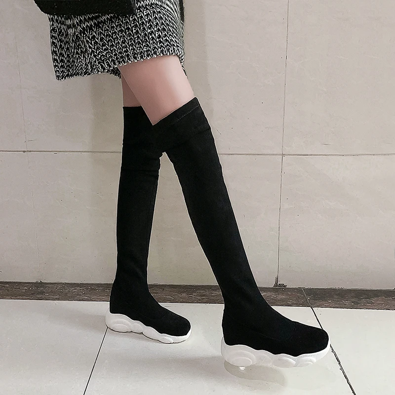 NEMAONE Women flat platform over the Knee High Boots Woman casual shoes woman motorcycle Boots woman large Size 34-43
