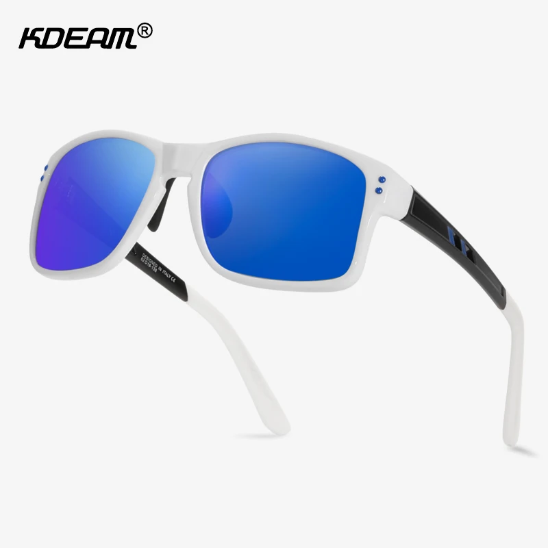 C5 Mirror blue KDEAM TR90 материал поляризованные солнцезащитные очки мужские спортивные Прямоугольная оправа солнцезащитные очки для вождения женские oculos de sol XL Размер KD524 - Цвет линз: C5 Mirror blue