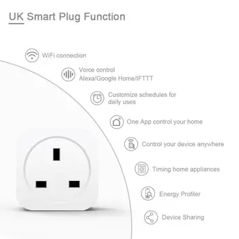 

UK Plug 2G/3G/4G Timer Outlet Switch Smart Socket WIFI Smart Socket Smart life APP WIFI Voice Control for Amazon alexa Google
