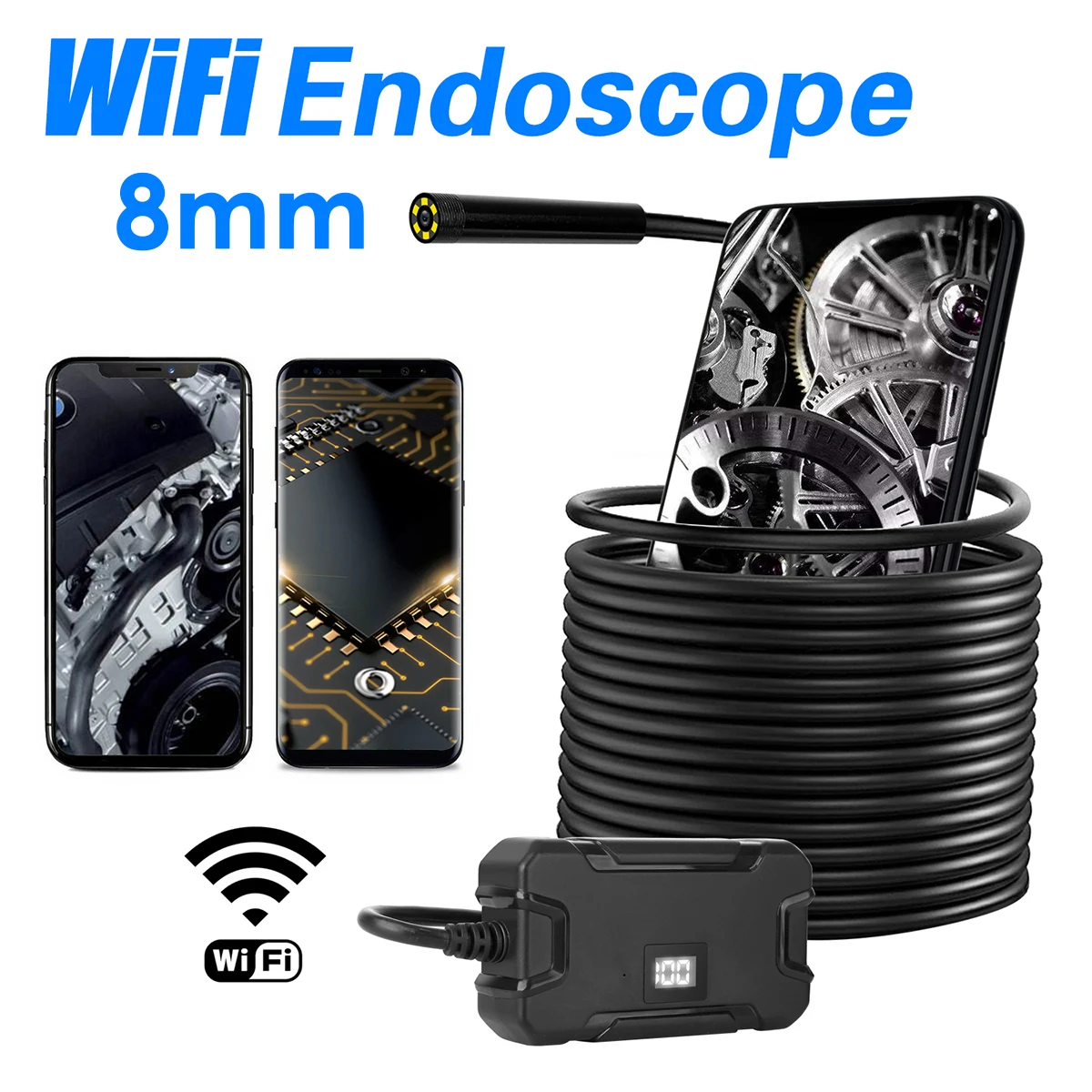 8mm 1080P WiFi Endoscope Camera Waterproof Wireless Check Camera