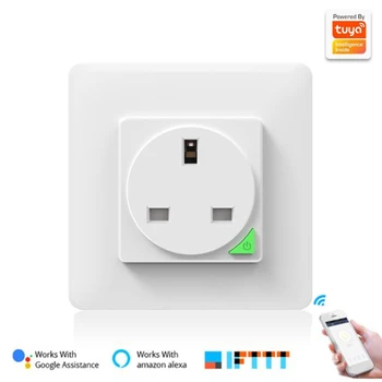 

WiFi Smart Wall Socket Tuya Smart Plug Switch UK Plug 220V 16A Electrical Outlets Smart Home Smartlife Alexa Google Home