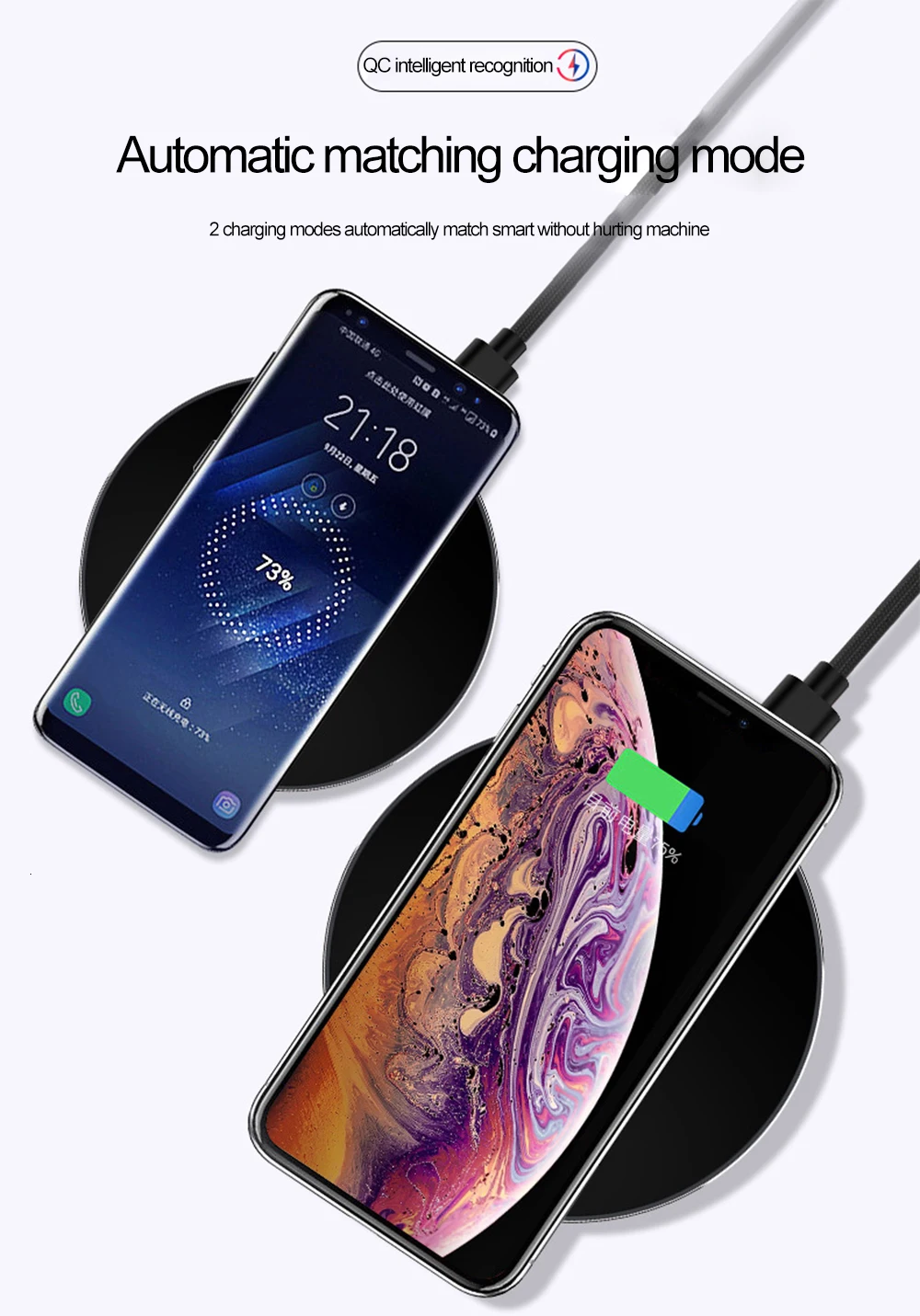 15W беспроводное зарядное устройство для iPhone samsung huawei Xiaomi быстрое зарядное устройство для смартфона быстрая Qi Беспроводная док-станция для зарядки