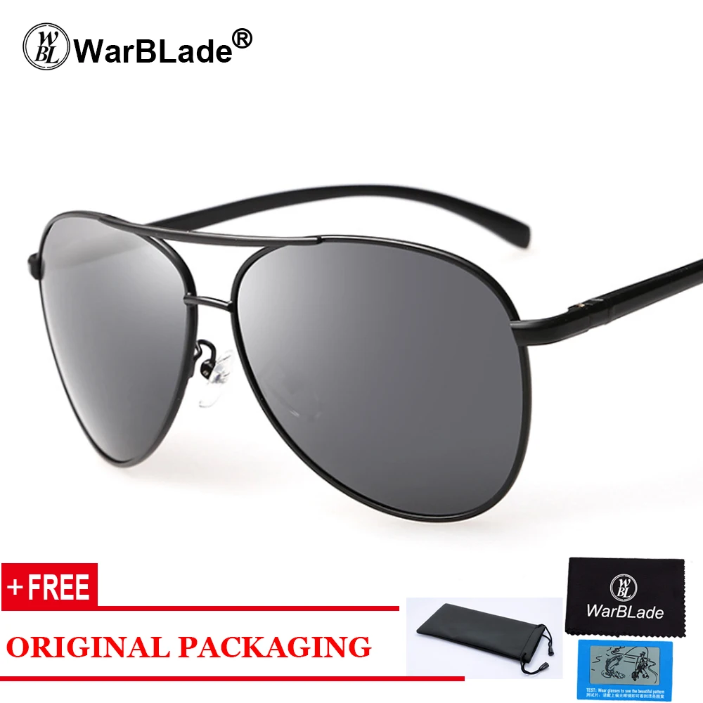 black grey WarBLade классический Для мужчин солнцезащитные очки Брендовая Дизайнерская обувь Pilot, поляризационные мужские Высокое качество солнцезащитные очки для Для мужчин - Цвет линз: black grey