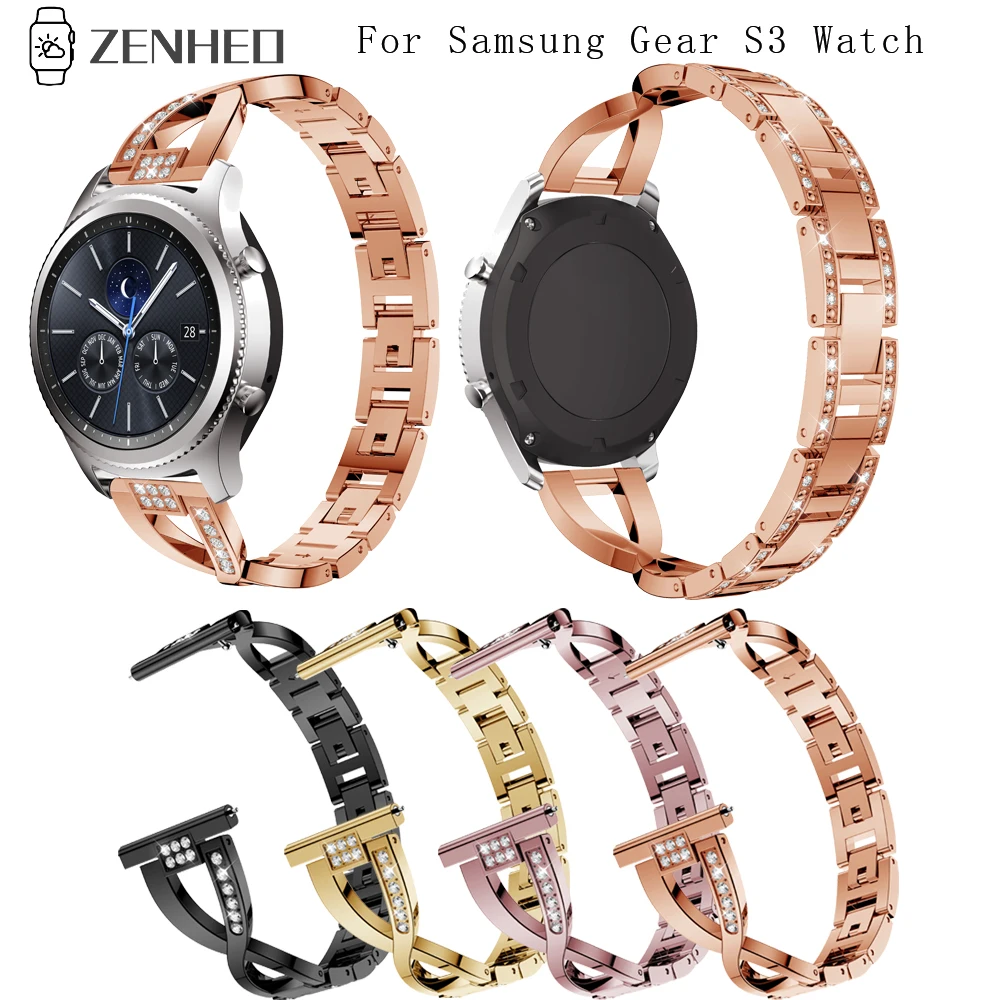 

New Alloy Watch Strap For Samsung Gear S3 Watch Band Bracelet Replacement White Diamond Wristband For Samsung Gear S3 Watch Band