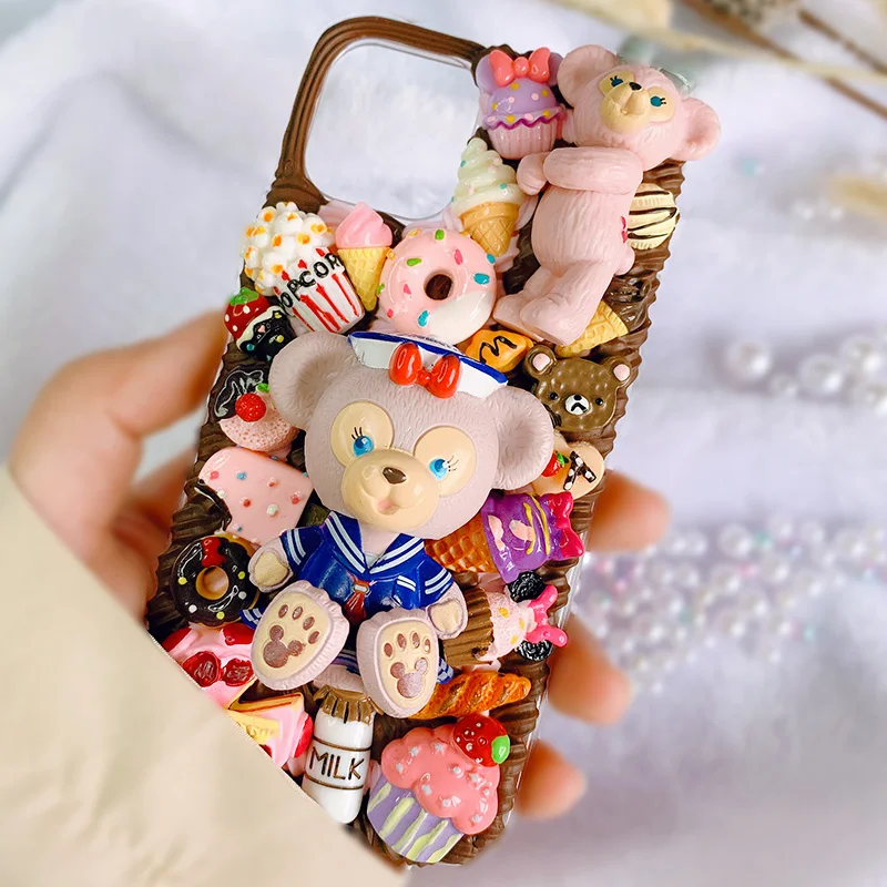 Для samsung s8/s9/s10 plus DIY чехол note 8/note9/note10+ 3D милый медведь чехол для телефона Galaxy s6/s7 edge кремовый ручной работы - Цвет: B