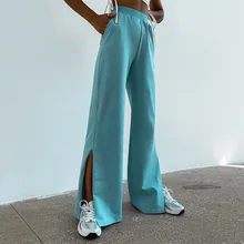 

European and American Autumn and Winter New 2021 Split Pant Women's Straight Drape and Thin Loose Trousers Pants for Women