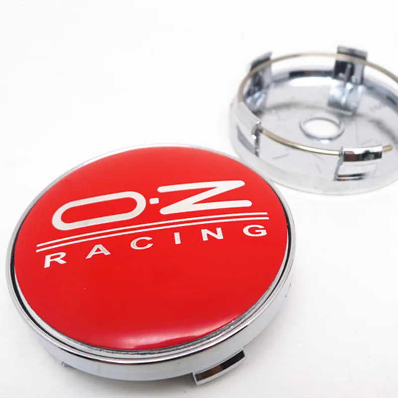 4pcs 60mm Red OZ Racing Wheel Center Caps Hub Rims Emblem Badge Cover Car Styling Hubcaps