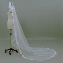 1 ярус Соборная длина Кружевная аппликация свадебная фата