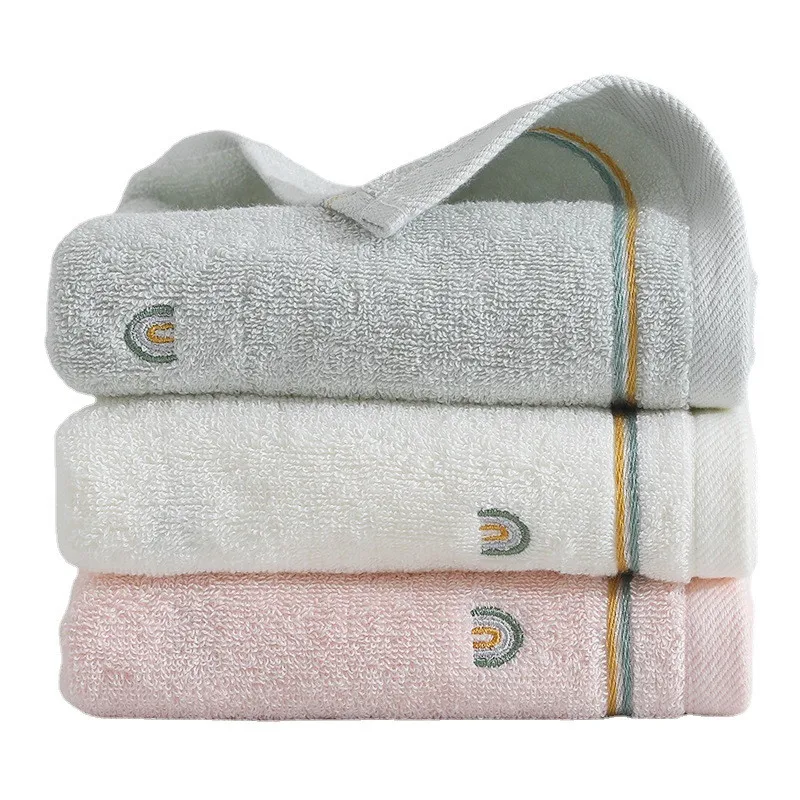 

34x75cm Rainbow Embroidery Cotton Soft Highly Absorbent Home Bathroom Adult Women Hand Towel