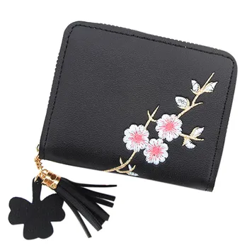 

OCARDIAN Wallet Women Handbag Fashion Flower Fringed Trend Solid Color Leather Card Wallet Small Change Mini Money Wallet