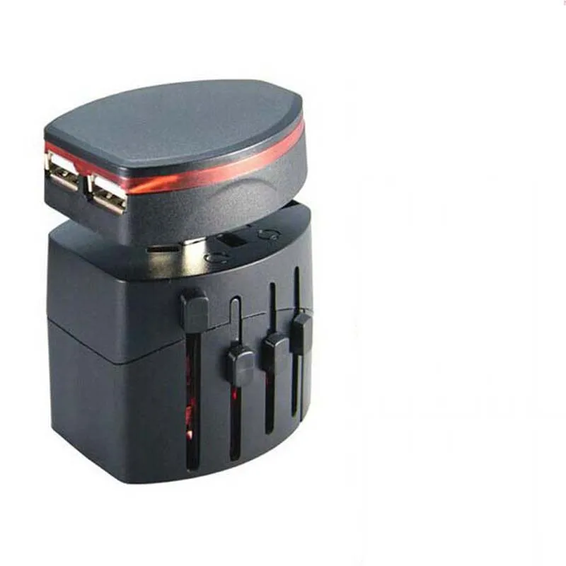 black Универсальный международный штепсельный адаптер 2 USB порта мир Путешествия AC зарядное устройство адаптер с AU US UK EU Plug - Цвет: black