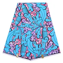 Чудесный Модный узор синий полиэстер Африканский высокое качество настоящий голландский воск ткань швейный материал 6 ярдов \ Лот