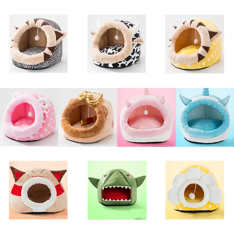  Cartoon Pet Cat Bed Cute Winter Unicorn waterproof Cat Dog Bed House For Cat puppy Detachable Kenne