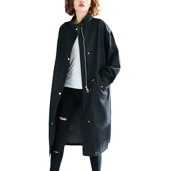 

Autumn & Winter long Windbreaker new coat Women Spring loose Student Casual Hooded Trench coats Women's Quality Short Overcoats