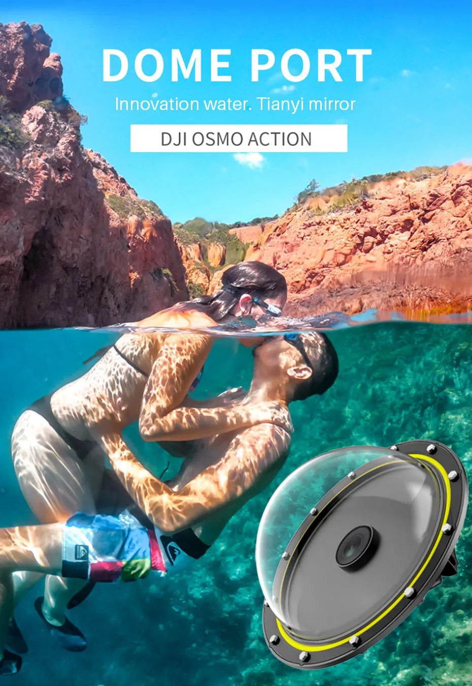 TELESIN 6 ''30 м глубина купольного порта для GoPro Hero Black 7 6 5 водонепроницаемый корпус для дайвинга чехол для Dji Osmo Action Floaty Bar Stick