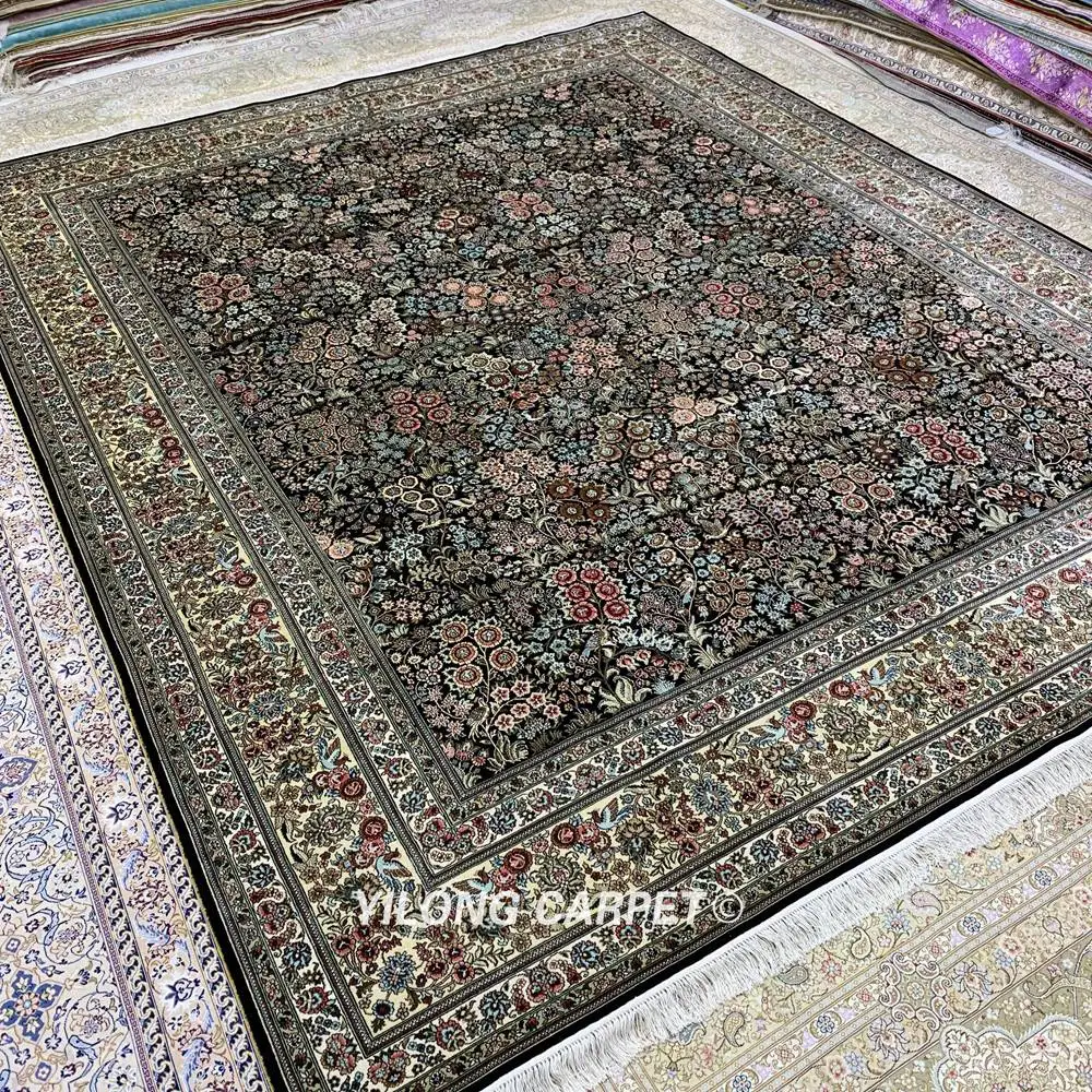 Yilong 8,6 'x10. 6 'Шелковый персидский ковер ручной работы прочный синий ковер(HF377H