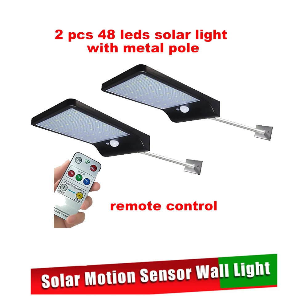 

2/4pcs solar Lamp Garden Led 48 LEDs Lights Bright Motion Sensor Remote Control Gardern Decoration Outdoor Wall Waterproof secur