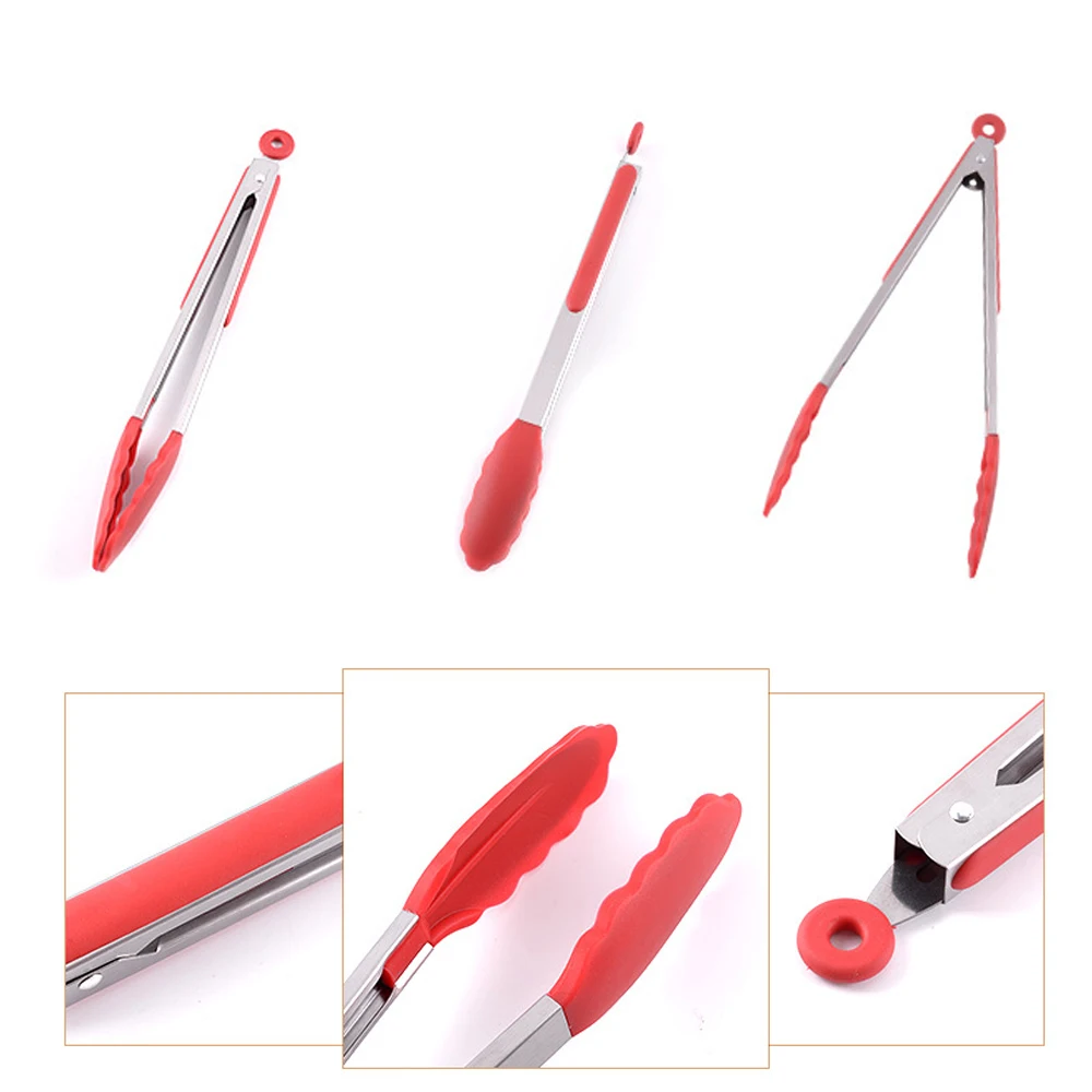 Non-Slip Silicone Bread Food Tongs For Baking Anti Heat Clip Tong Pastry Clamp BBQ Tongs Cooking Tools Kitchen Utensil