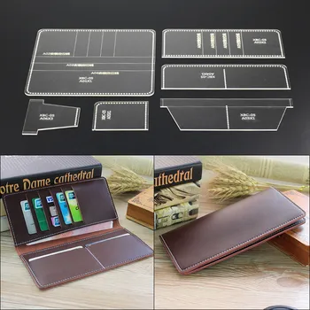 

1Set Long Wallet Acrylic Template Leather Stencil Pattern DIY Leather Craft Tools Cutting Model for Lady Clutch Long Purse