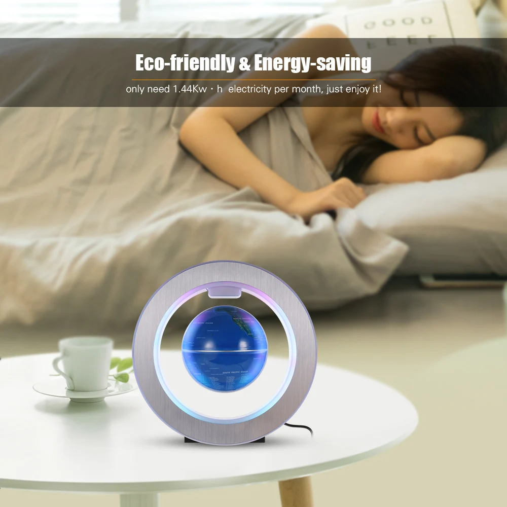 

4 Inch Magnetic Levitation Floating Globe Lighting Blue Earth Globe with LED Color Light Circular Base for Kids Educational Gift