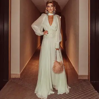 

Max Spri Women Halter Sexy Club Hollow Out Long Sleeve Sequined Dresses For Special Occasion Party Sexy Gown 2019 New Fashion