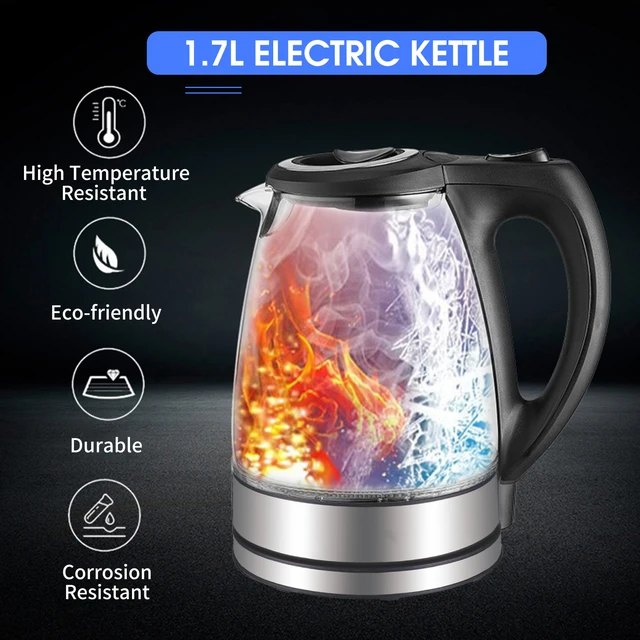 Glass Hot Water Kettle Electric for Tea and Coffee 2-Liter Fast Boiling  Electric Kettle Cordless Water Boiler - AliExpress