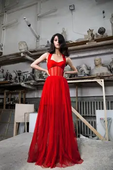 

High Quality Red Briefs Hollow Out Long Rayon Dressing Dress Evening Dress Cute