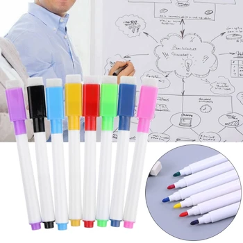 

8 Colors 1 Set Magnetic Whiteboard Pen Erasable Marker Office School Supplies 1014