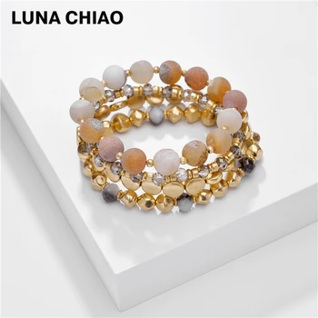 

LUNA CHIAO Stacked Natural Stone Beaded Bracelets Multi Strand Layering Bracelet for Women