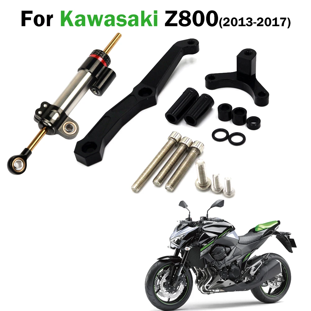 E version 2013-2016 Qiilu Kit de stabilisateur de support damortisseur de direction CNCpour Kawasaki Z800 