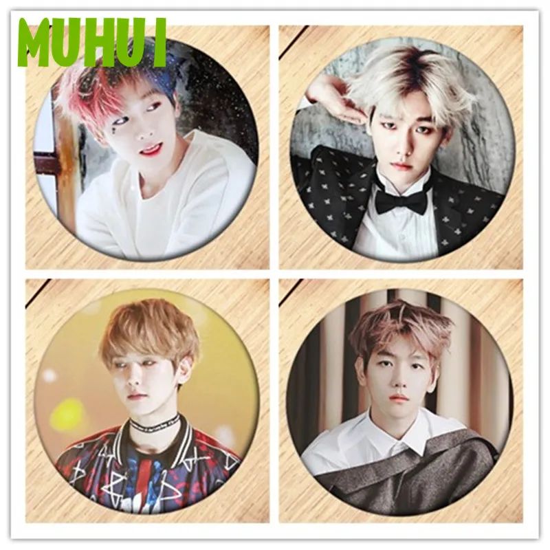 Бесплатная доставка Kpop EXO CHANYEOL BAEKHYUN брошь на булавке девушки Значки для одежды