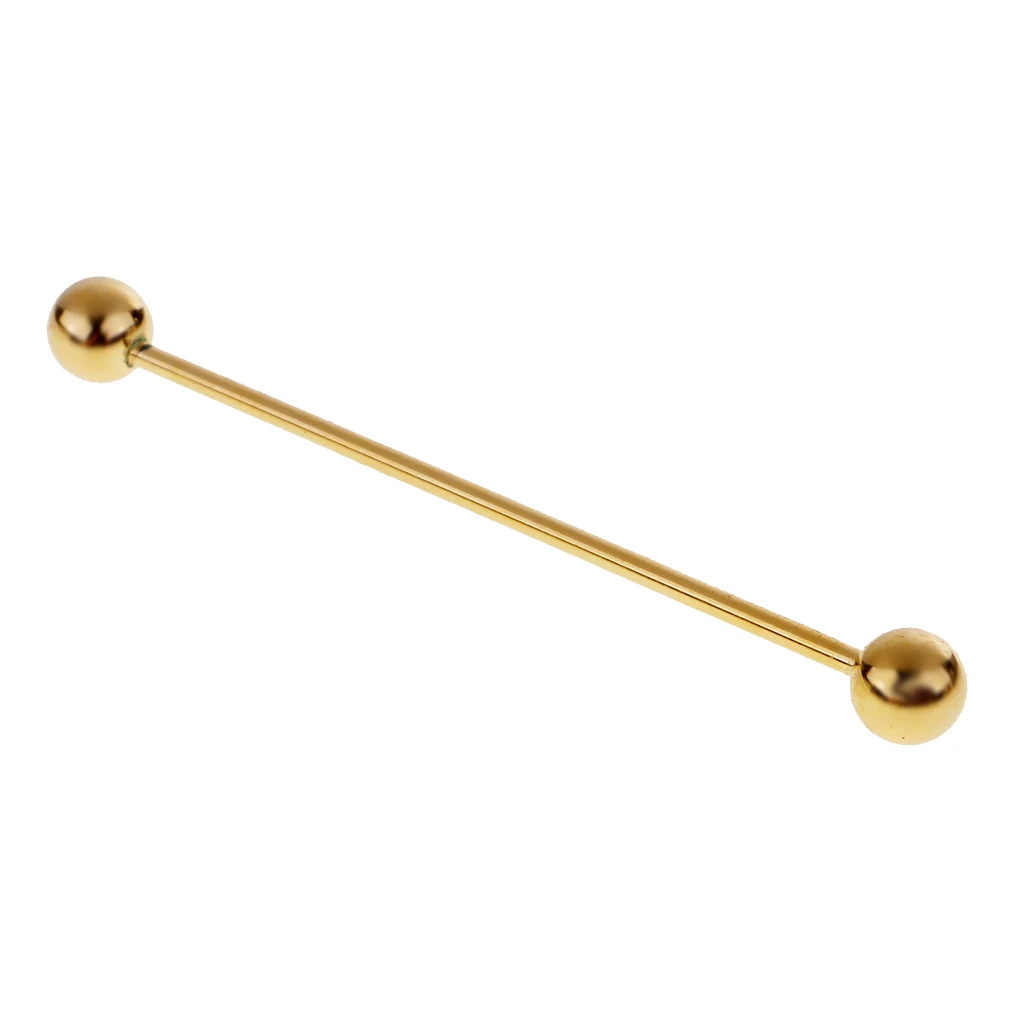2 Pieces Gold Tone Pin Round Barbell Collar Tie Clip Bar Necktie Tie Pin Barbell Screw On End