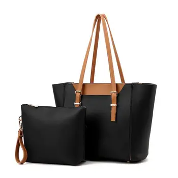 

Women Shoulder Bags Stitching Color PU Leather Casual Style Handbag Party Travel with one Small bag